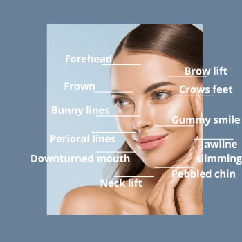 Anti wrinkle Botox treatment areas
